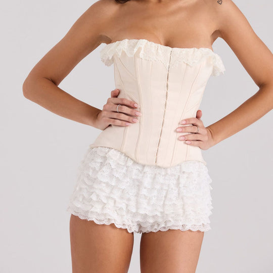 Damen Korsettoberteil mit Rüschenshorts R&B