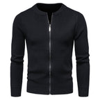 Herren stylische Strickjacke mit modernem Zipper und hohem Kragen