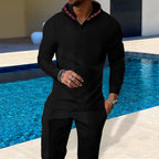 Herren Sportlicher Hoodie mit Karodetails und passtgenauen Jogginghose R&B