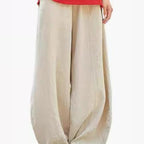 Damen weite Leinenhose mit elastischem Bund und praktischen Taschen R&B