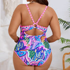 Damen Eleganter Einteiler Badeanzug mit modischem floralem Muster R&B