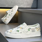 Damen Slip-On Sneakers mit buntem besticktem Design