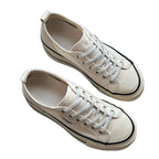Damen modische Canvas-Sneaker mit kontrastierenden Schnürsenkeln und leichtem Sohlenprofil R&B