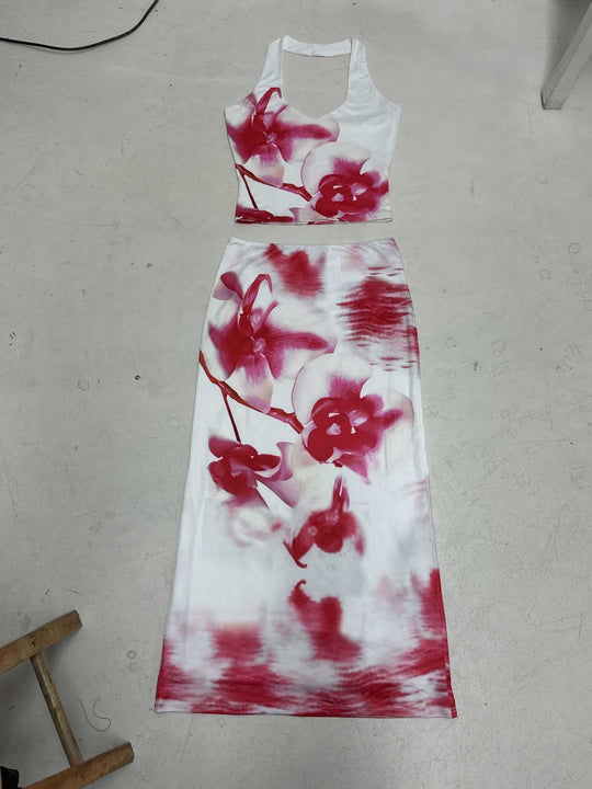 Damen Maxirock mit floralen Mustern und seitlichem Schlitz R&B