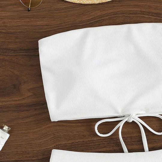 Damen Bandeau-Bikini mit verstellbarem Höschen und raffiniertem Design R&B