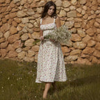 Damen Sommerliches Maxikleid mit floralen Einsätzen und tailliertem Oberteil R&B