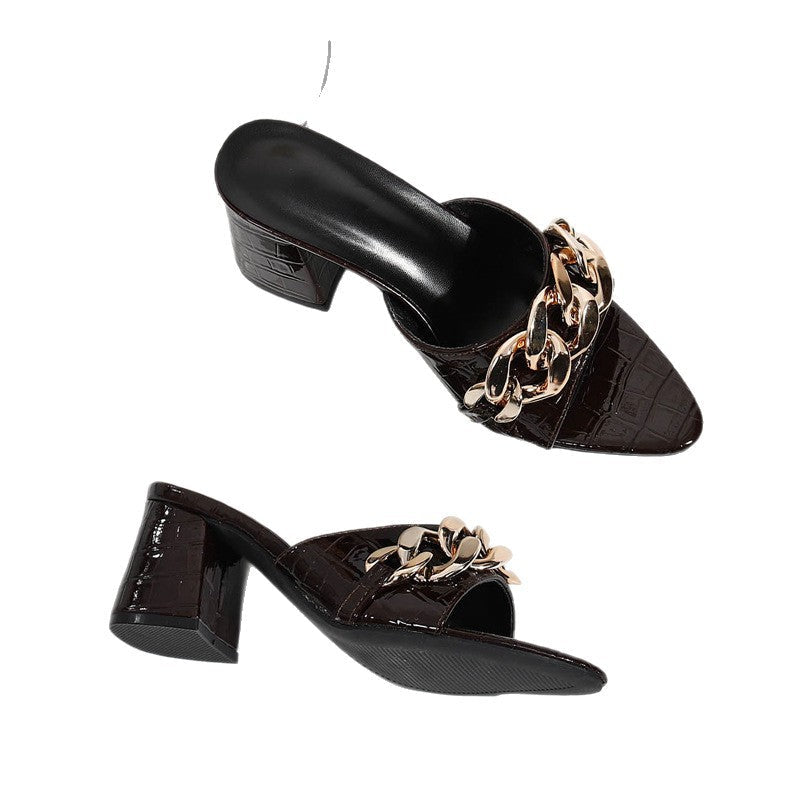 Damen modische Mules mit künstlerischem Ketten-Design R&B
