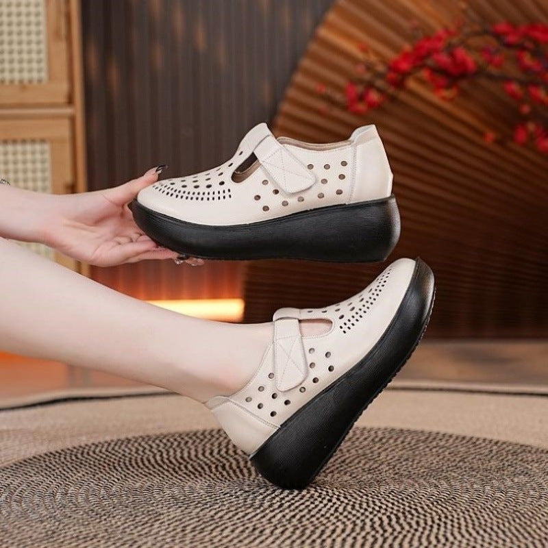 Damen Atmungsaktive Clogs mit seitlichem Klettverschluss und perforiertem Design R&B