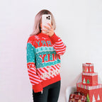 Damen festlicher Strickpullover mit kreativem Weihnachtsdesign R&B
