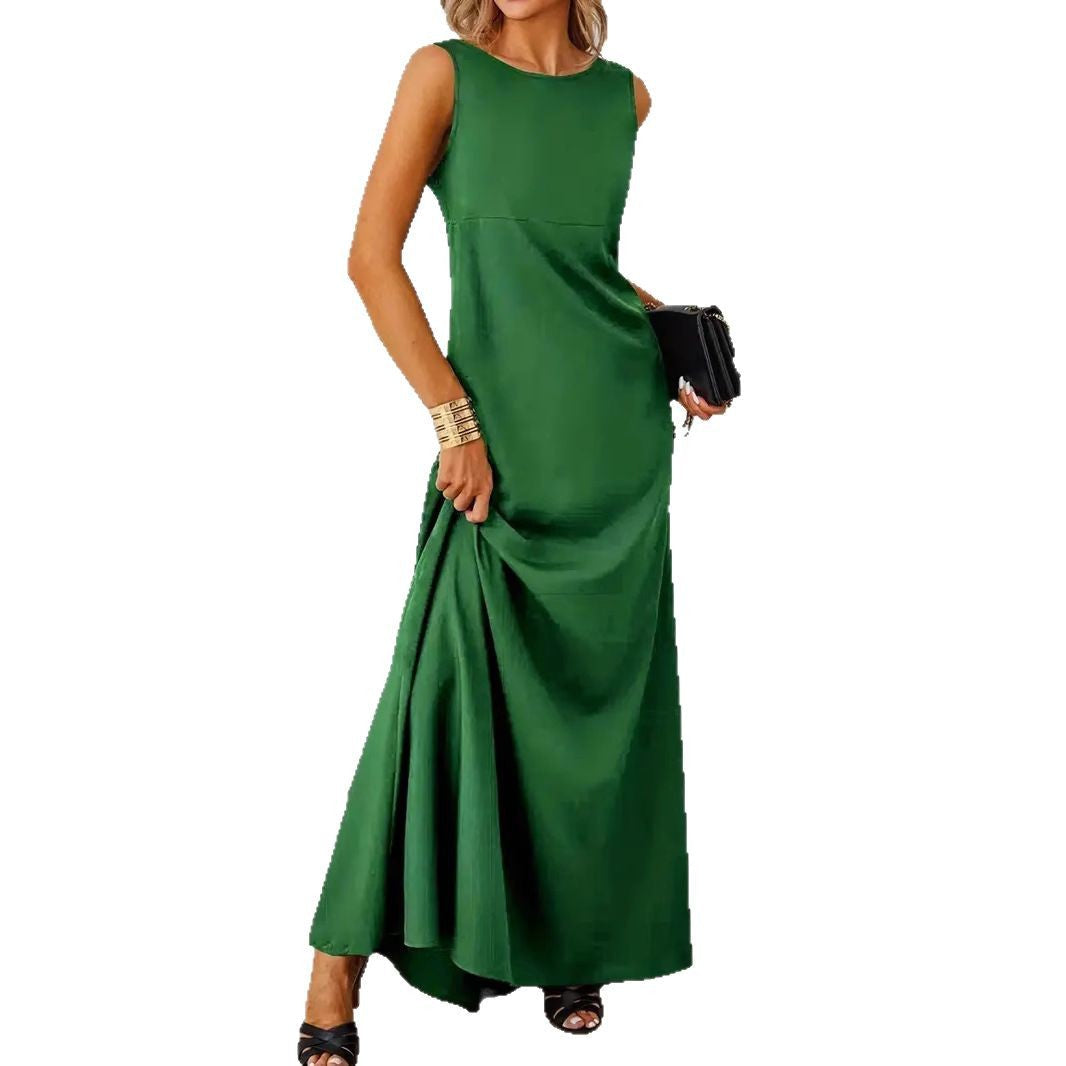 Damen elegantes Maxikleid mit schwingendem Saum und klassischem Schnitt R&B