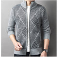 Herren Strickjacke mit modernem Zipper und grafischem Muster R&B