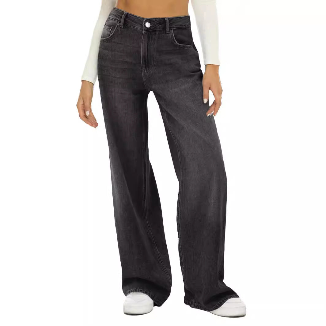 Damen Weit geschnittene High-Waist Jeans mit eleganter Passform R&B