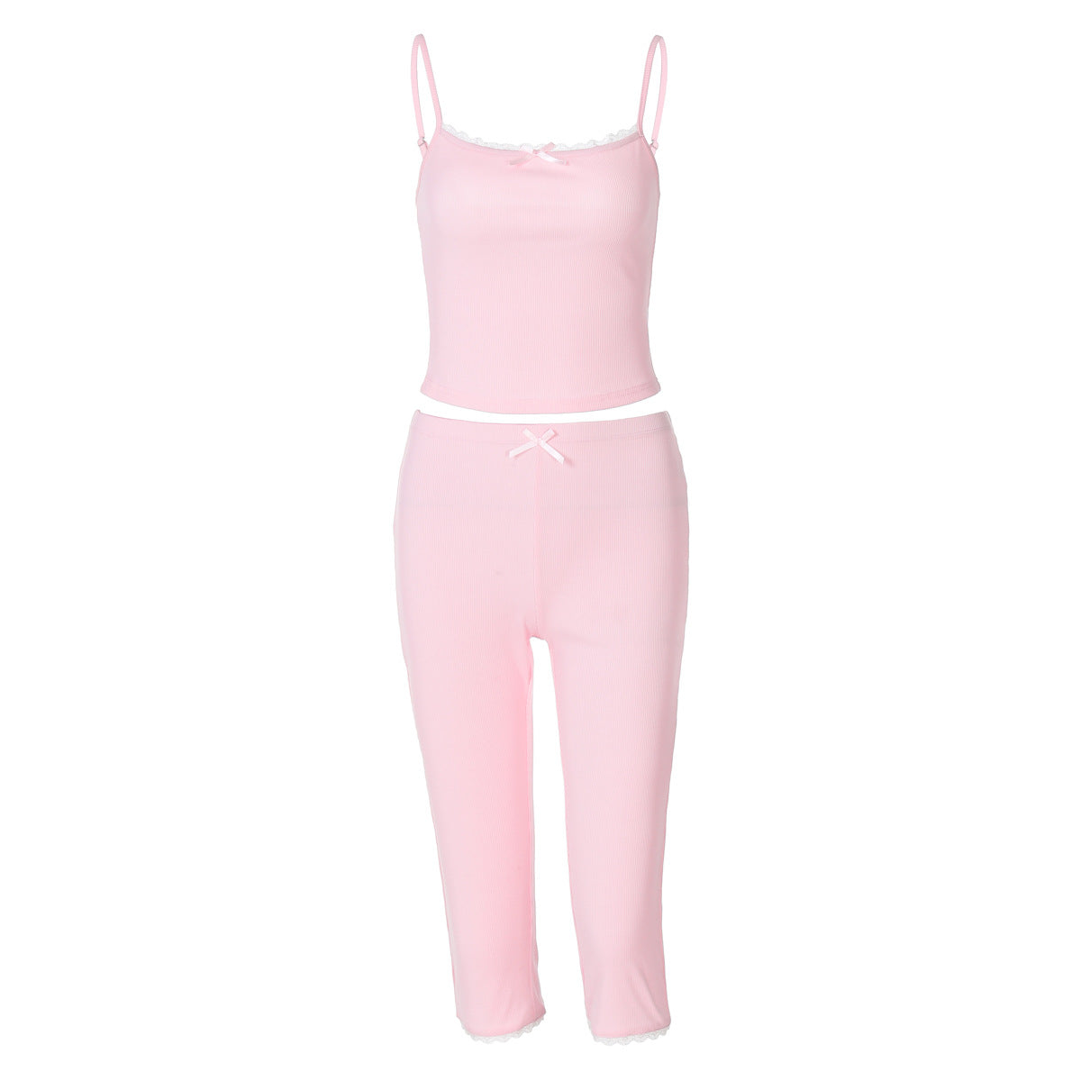 Damen Sportliches Crop-Top und Capri-Hose Set R&B