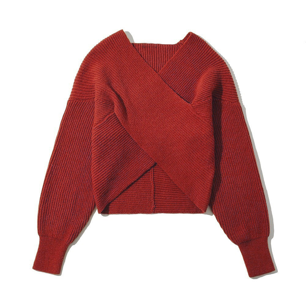 Damen Wickelpullover aus feinem Strickmaterial mit modernem Schnitt R&B