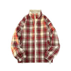 Damen lässige Windjacke mit kariertem Innenfutter und hohem Kragen R&B