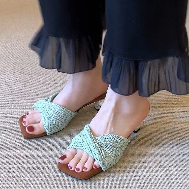 Damen modische Clogs mit geflochtenem Design und bequemer Sohle R&B