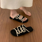 Damen bequeme Zehentrenner-Sandalen mit modischem Riemendesign R&B