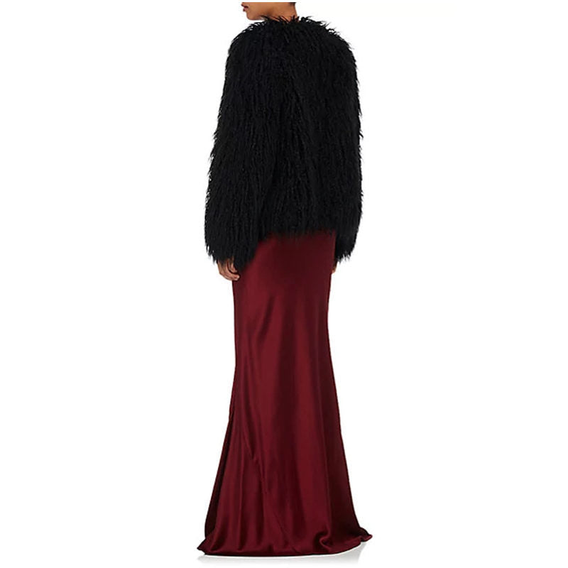 Damen Flauschige Kunstpelzjacke mit voluminösen Ärmeln R&B