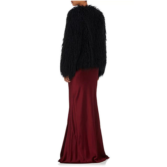 Damen Flauschige Kunstpelzjacke mit voluminösen Ärmeln R&B