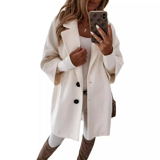 Damen lässiger Oversized-Mantel mit doppeltem Knopfverschluss R&B