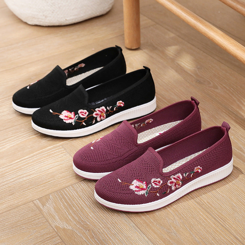 Damen Slip-On Sneaker mit floralem Stickmuster