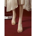 Damen elegante Slide-Sandalen mit transparentem Blockabsatz R&B