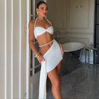 Damen Elegantes Bikiniset mit drapierten Details und Perlenakzenten R&B
