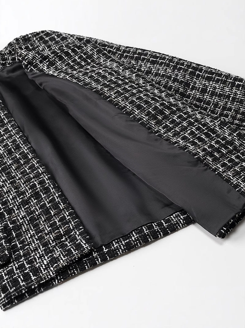 Damen elegante Tweed-Jacke mit goldenen Knöpfen R&B
