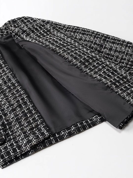 Damen elegante Tweed-Jacke mit goldenen Knöpfen R&B