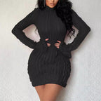 Damen figurbetontes Mini-Kleid mit Rüschen und Plissee R&B