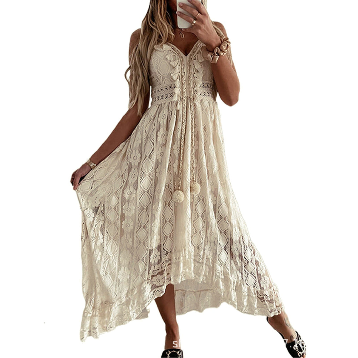 Damen Spitzen Maxikleid R&B