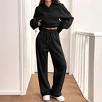 Damen Sweat-Set mit lässigem Schnitt und hohem Kragen R&B