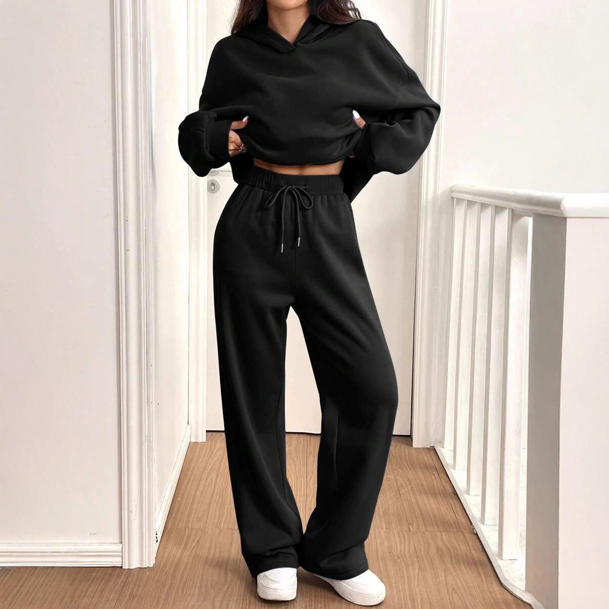 Damen Sweat-Set mit lässigem Schnitt und hohem Kragen R&B