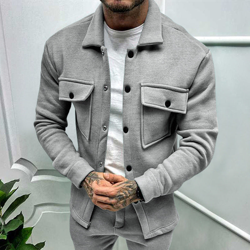 Herren lässige Overshirtjacke mit großen Brusttaschen und modernem Design R&B