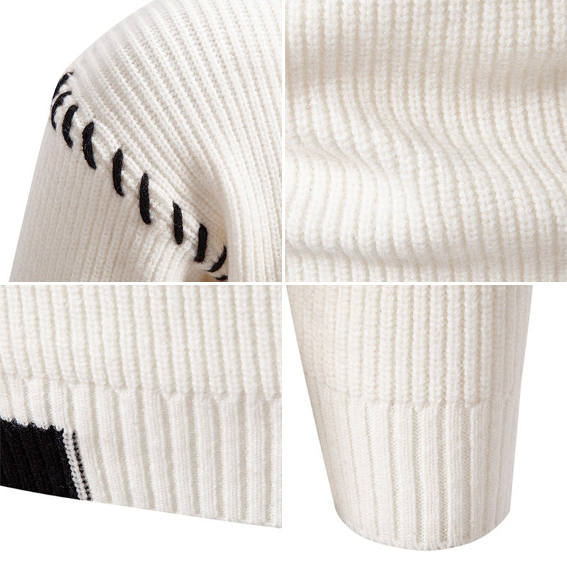 Herren modischer Strickpullover mit einzigartigem Design und hohem Kragen R&B