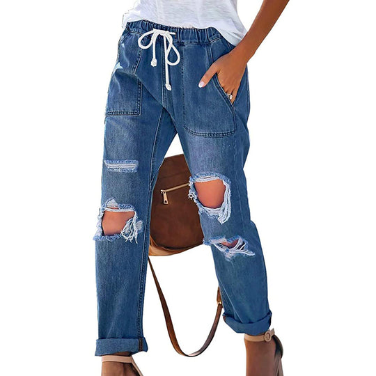 Damen Relaxed Fit Jeans mit modernen Rissen R&B