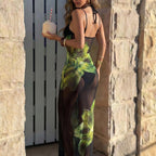 Damen Transparente Strandrobe mit floralem Muster R&B