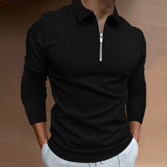 Herren Poloshirt mit elegantem Reißverschluss und strukturiertem Design R&B