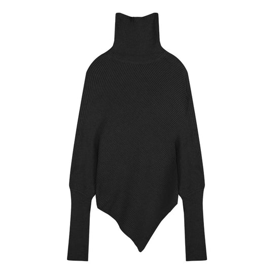 Damen Strickpullover mit asymmetrischem Schnitt und hohem Kragen R&B