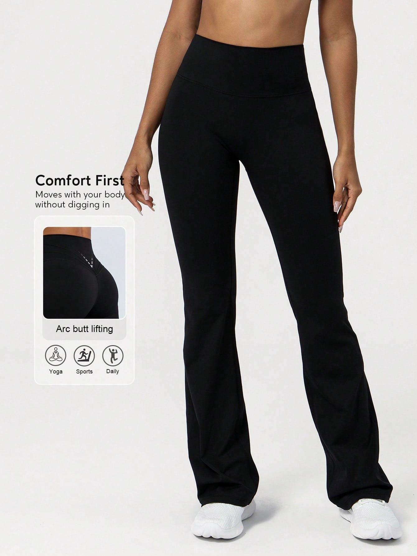 Damen Hoch sitzende Yoga-Hosen mit Ellbogen-Design und Figur formender Passform R&B