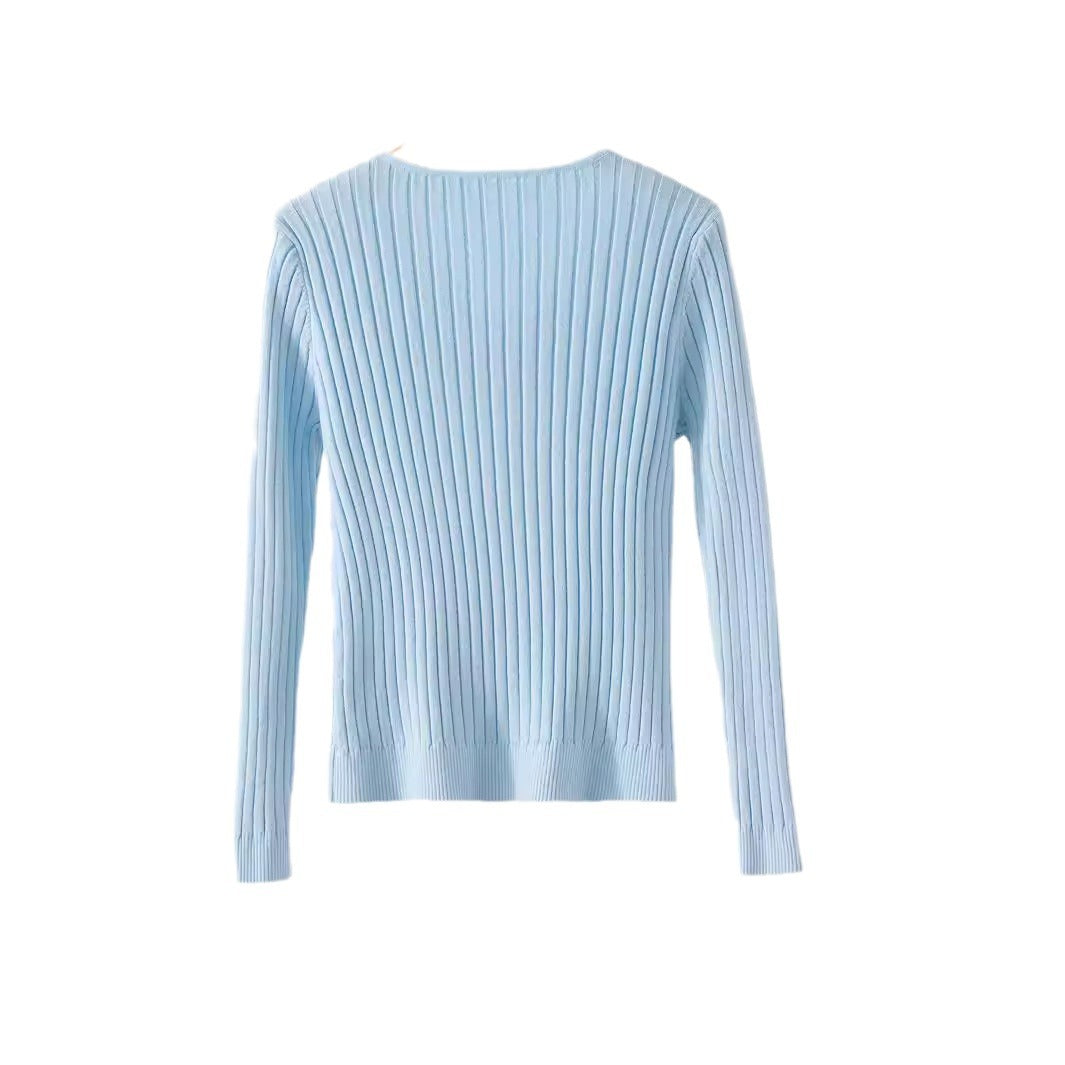 Damen Feinstrickpullover mit V-Ausschnitt und Rippstruktur R&B