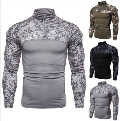 Herren Funktionales Langarmshirt im sportlichen Design mit Stehkragen und Reißverschluss