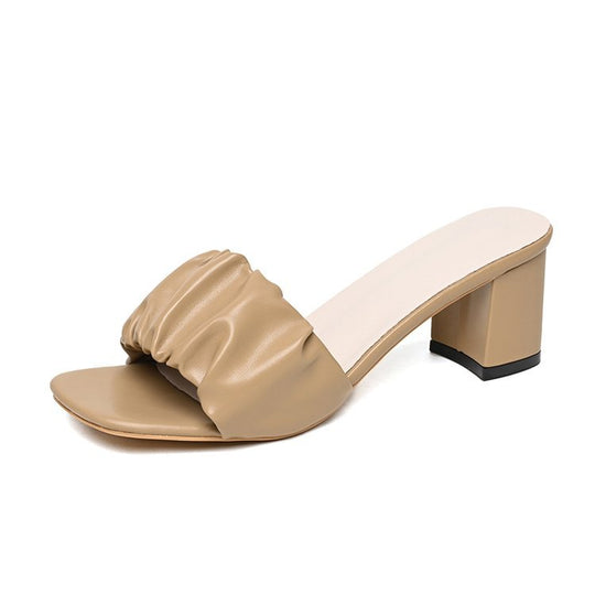 Damen trendige Blockabsatz-Sandalen mit Raffungen R&B