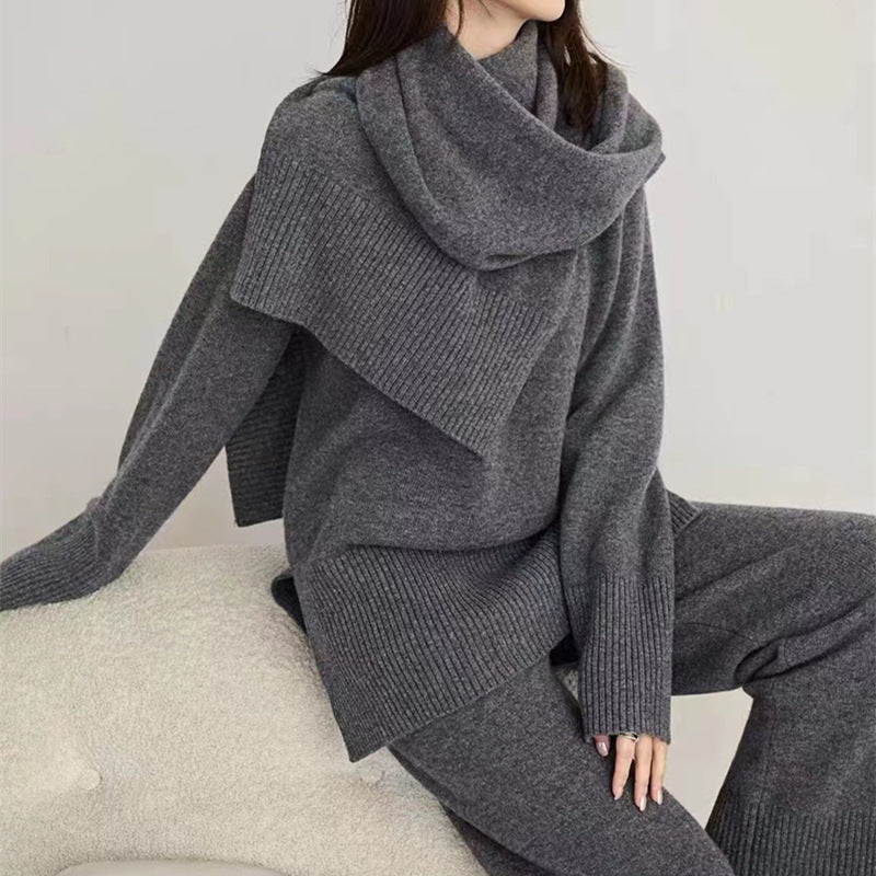 Damen Strickensemble mit locker sitzendem Pullover und weit geschnittener Hose