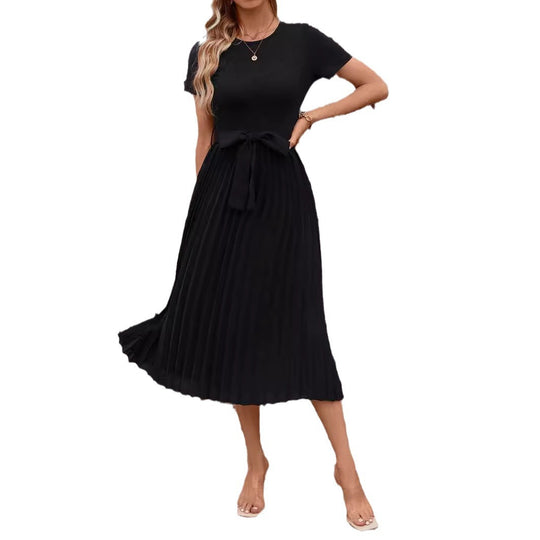 Damen Elegantes Midikleid mit tailliertem Design und schwingendem Rock R&B
