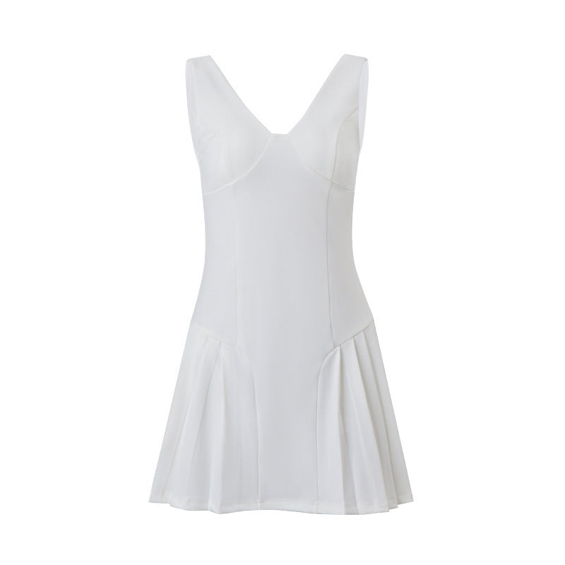 Damen Designer-Playdress mit fließendem Rock und V-Ausschnitt R&B