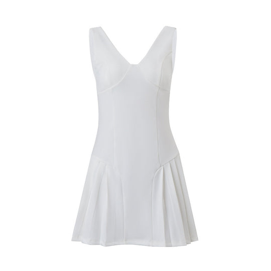Damen Designer-Playdress mit fließendem Rock und V-Ausschnitt R&B