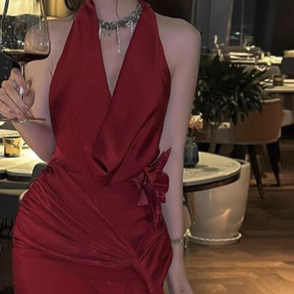 Damen Elegantes Wickelkleid mit tiefem V-Ausschnitt und Rüschendetails R&B