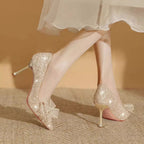 Damen Glamouröse Spitzen-Pumps mit glitzernden Akzenten und zierlichem Absatz R&B