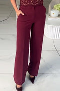 Damen elegante weite Anzughose mit seitlichen Taschen und hohem Bund EB